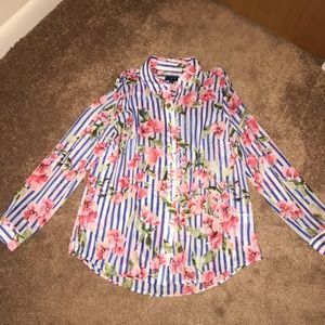 J. Crew size small  blue stripes and pink flower